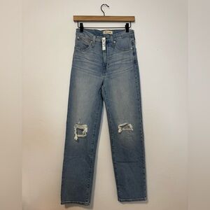 NEW Madewell the perfect vintage straight jean Distressed Women's size 25